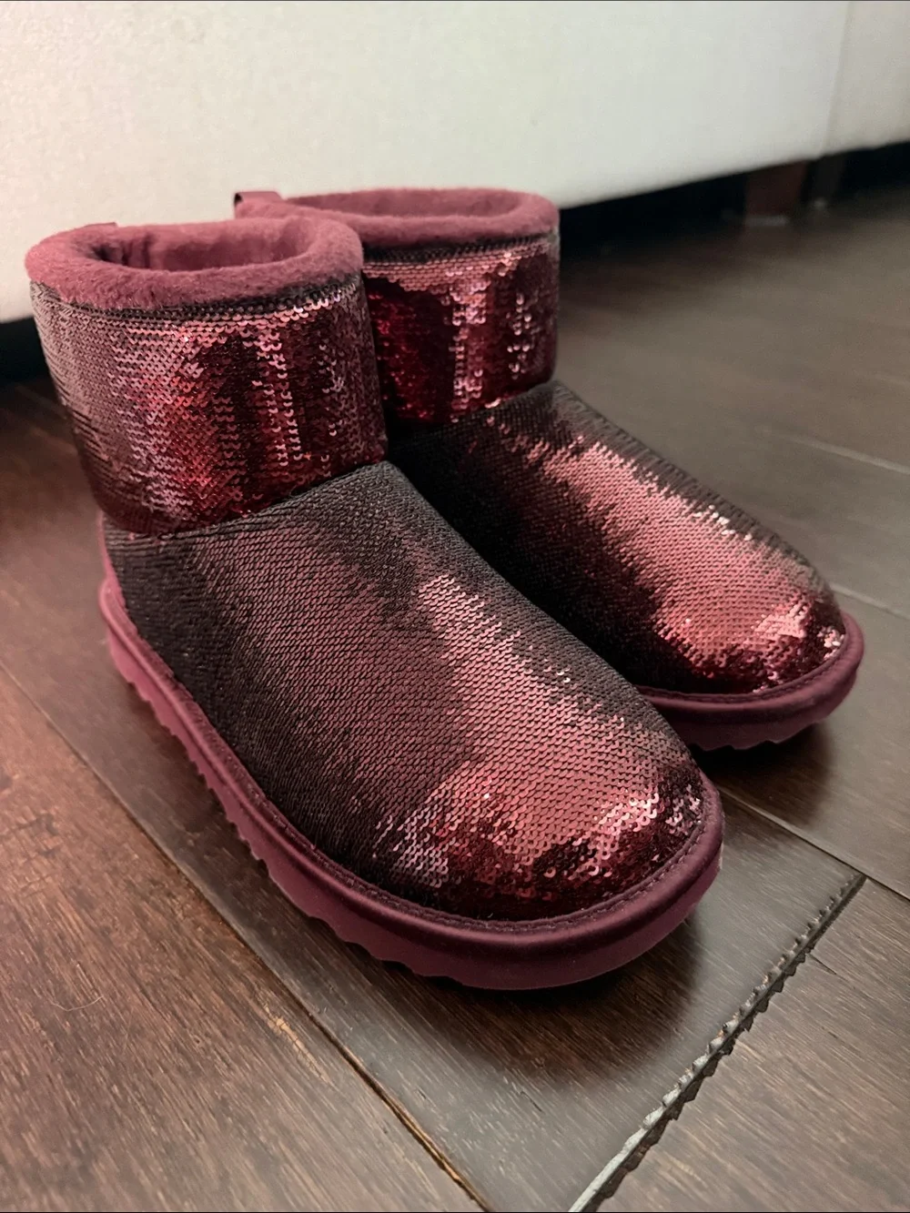 UGG Burgundy Sequined Short Boots